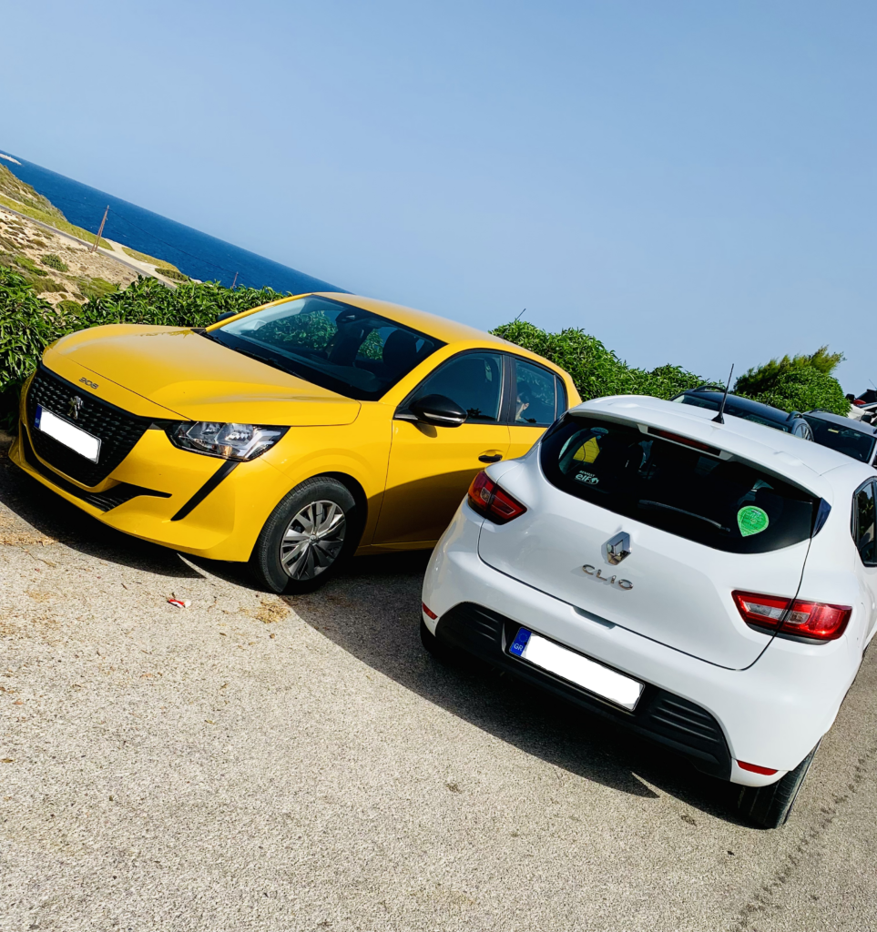 Economy car rental Crete - Peugeot and Renault Clio models at Cars Spot.