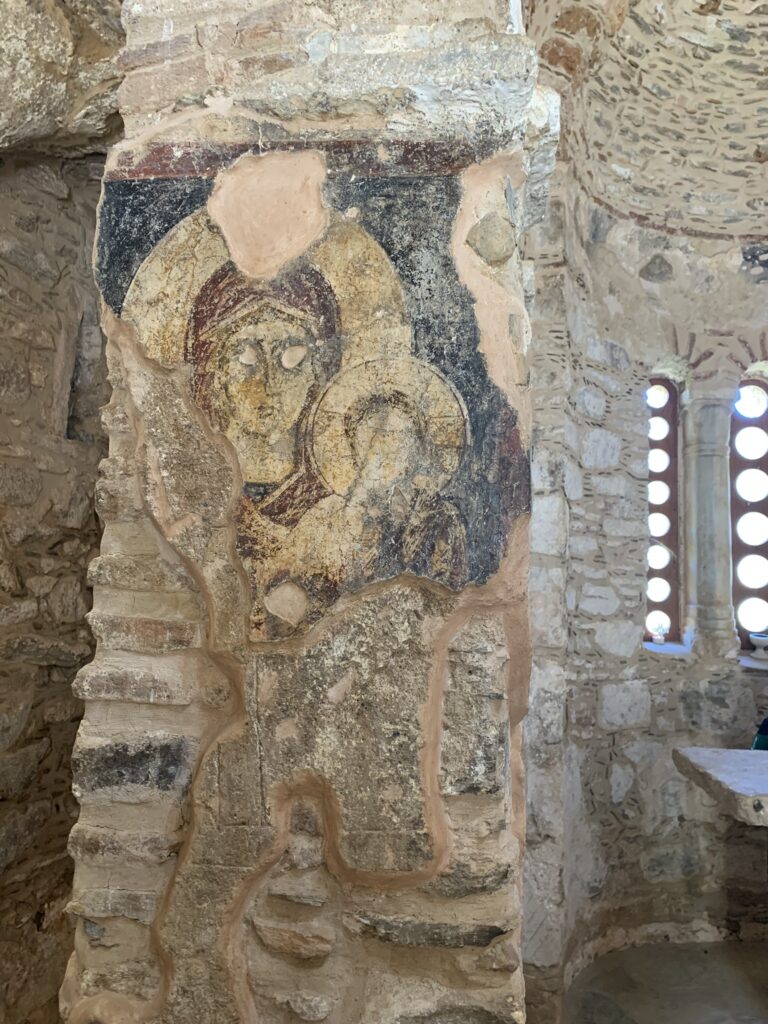 Byzantine frescoes in Fodele Church with eyes removed by Ottomans 1