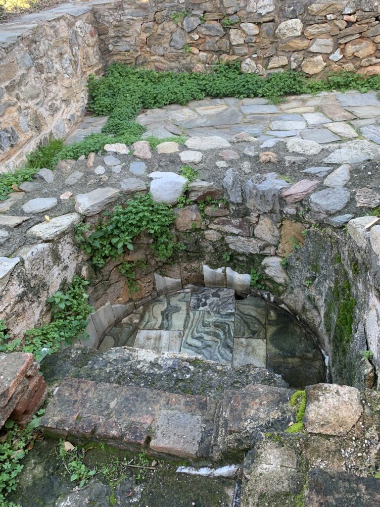 The rear view of Panagia of Fodele church, showing the traditional Byzantine stone architecture.